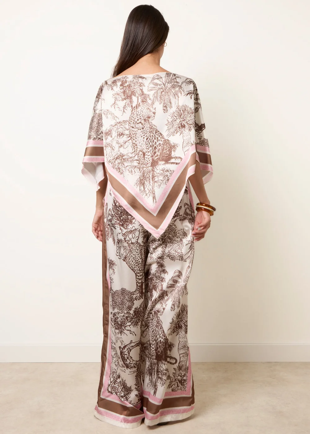 Blue Vanilla Brown Scarf Print Trouser Set - One Size Image 4