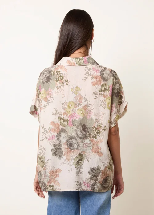 Blue Vanilla Green Floral Button Front Shirt - M/L Image 4