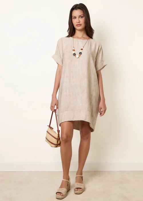 Blue Vanilla Beige Washed Effect Tunic Dress - One Size Image 2