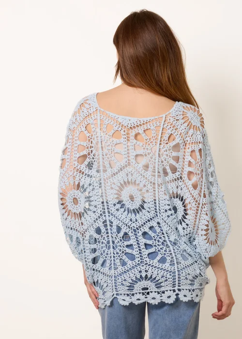 Blue Vanilla Blue Crochet Detailed Kimono Top - One Size Image 4