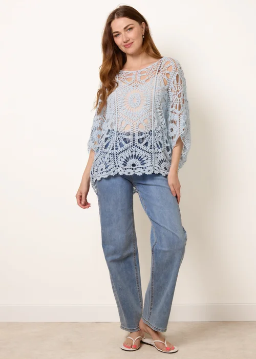 Blue Vanilla Blue Crochet Detailed Kimono Top - One Size Image 2