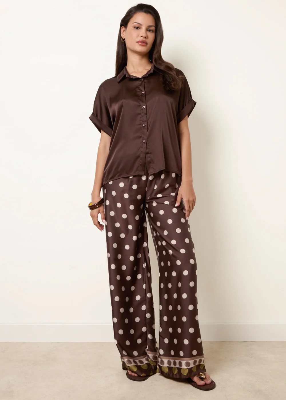 Blue Vanilla Brown Tie Shirt Polka Dot Trouser Set - One Size Image 3