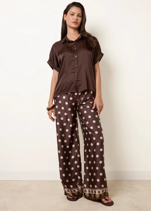 Blue Vanilla Brown Tie Shirt Polka Dot Trouser Set - One Size Image 3