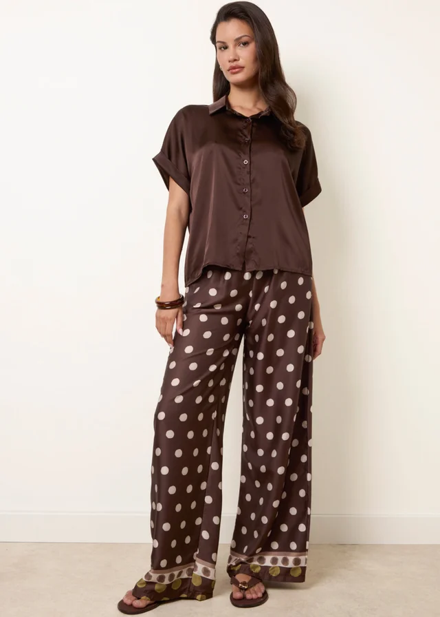 Blue Vanilla Brown Tie Shirt Polka Dot Trouser Set