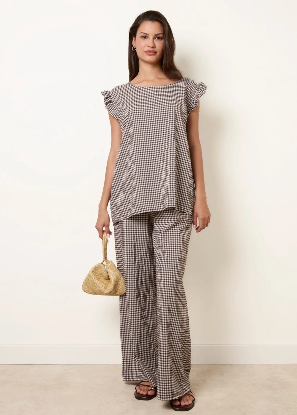 Blue Vanilla Brown Two Piece Gingham Set - S/M Image 3