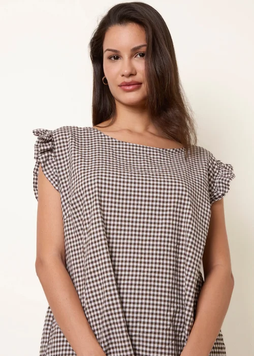 Blue Vanilla Brown Two Piece Gingham Set - S/M Image 2