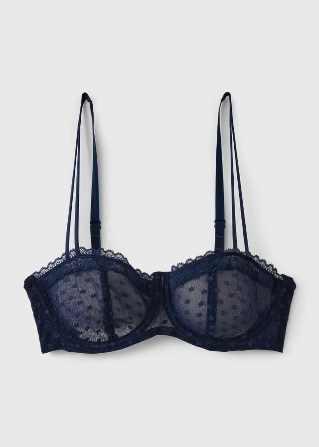 Blue Spotted Mesh Bra