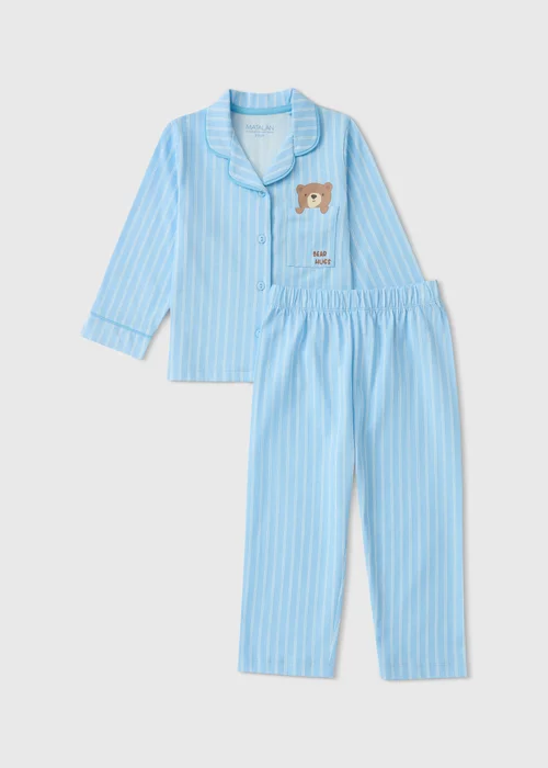 Boys Blue Bear Striped Pyjama Set (1-7yrs) - 1.5-2 Yrs Image 1