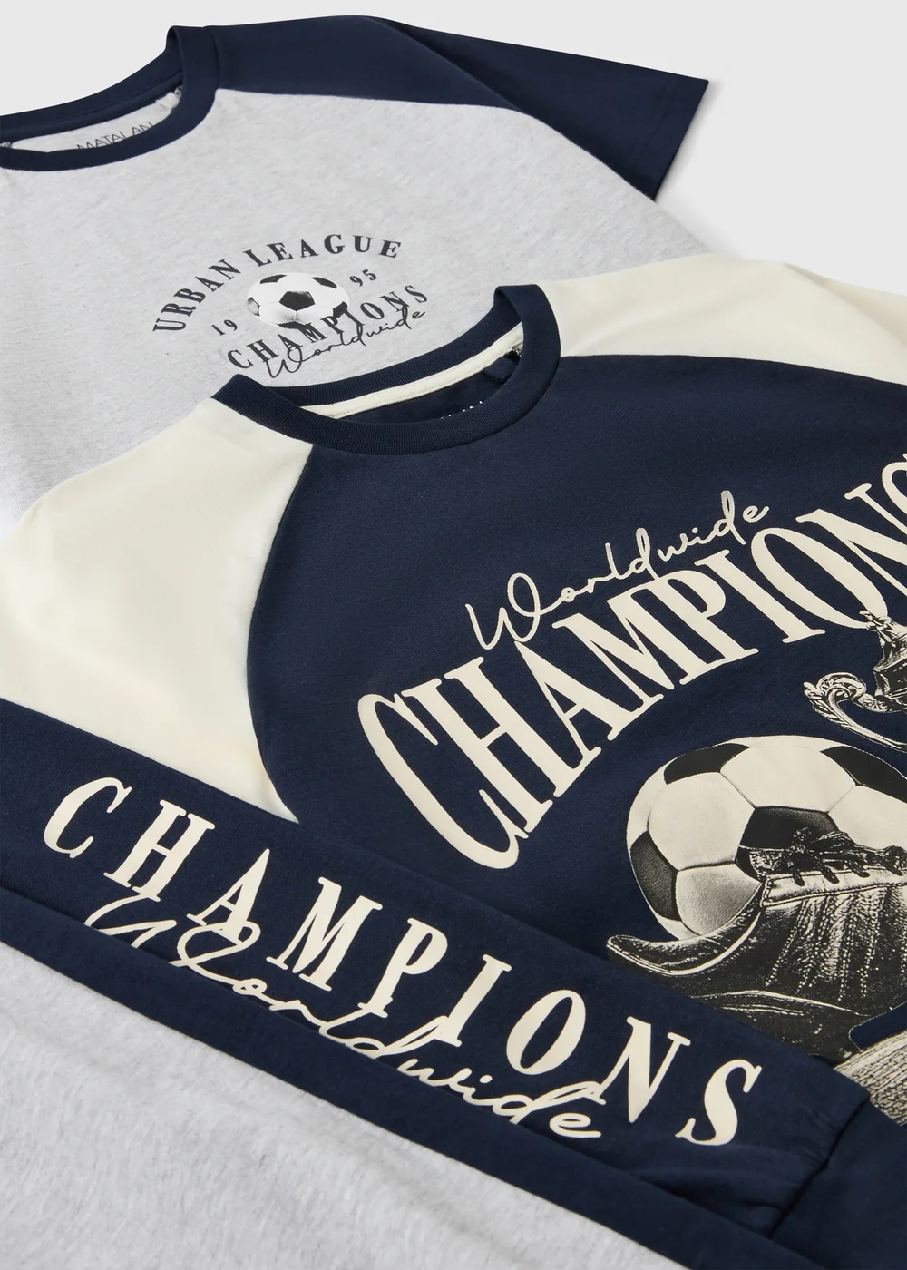 2 Pack Boys Navy Football Champion Pyjamas (7-13 yrs) - Age 7 Years Image 2