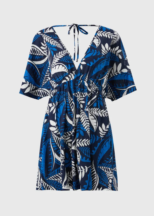 Blue Patterned Jersey Kaftan