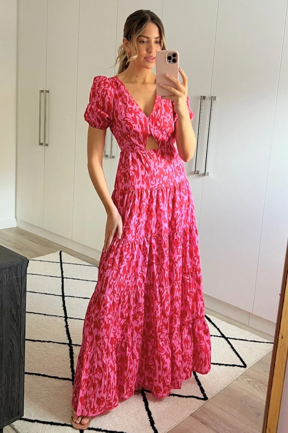 Style Cheat Pink Animal Zoe Tiered Cutout Maxi Dress - 18 Image 4