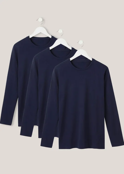 Cotton Traders Navy 3 Pack Long Sleeve Vests - 2XL Image 1