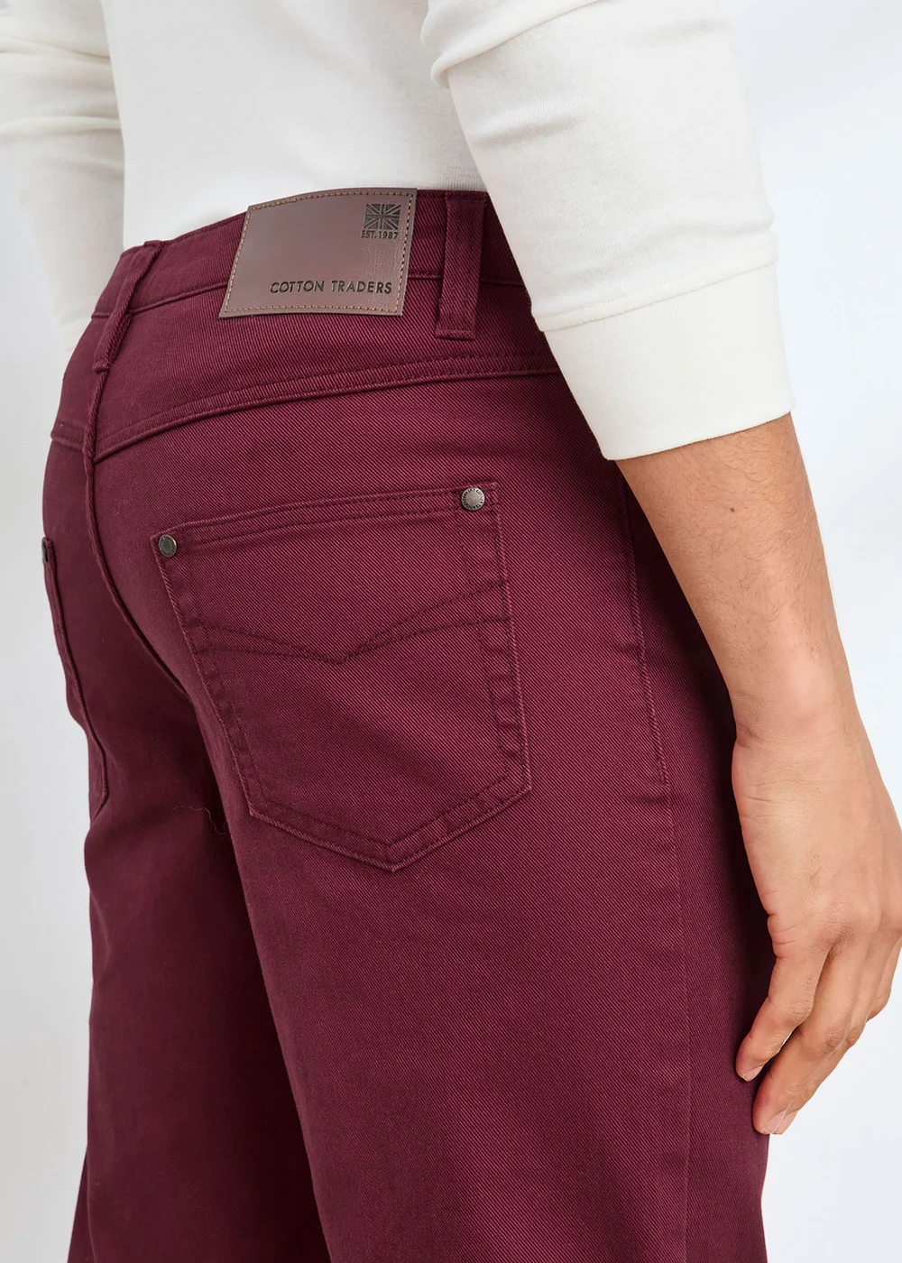 Cotton Traders Bordeaux Mens Coloured Jeans - 36/L34 Image 3