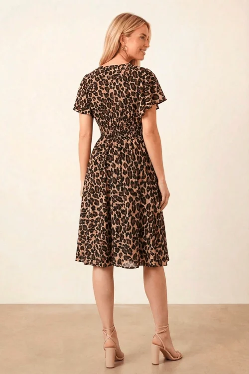 Style Cheat Brown Leopard Print V-Neck Mini Dress - 10 Image 4