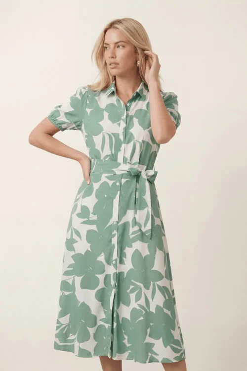 Style Cheat Green Tie Front Shirt Dress - 12 Image 2