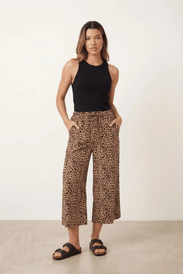 Style Cheat Leopard Print High Rise Wide Leg Trousers