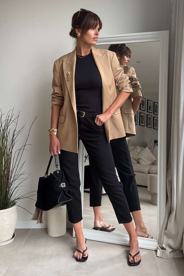 Style Cheat Black Mid-Ankle Straight-Leg Trousers