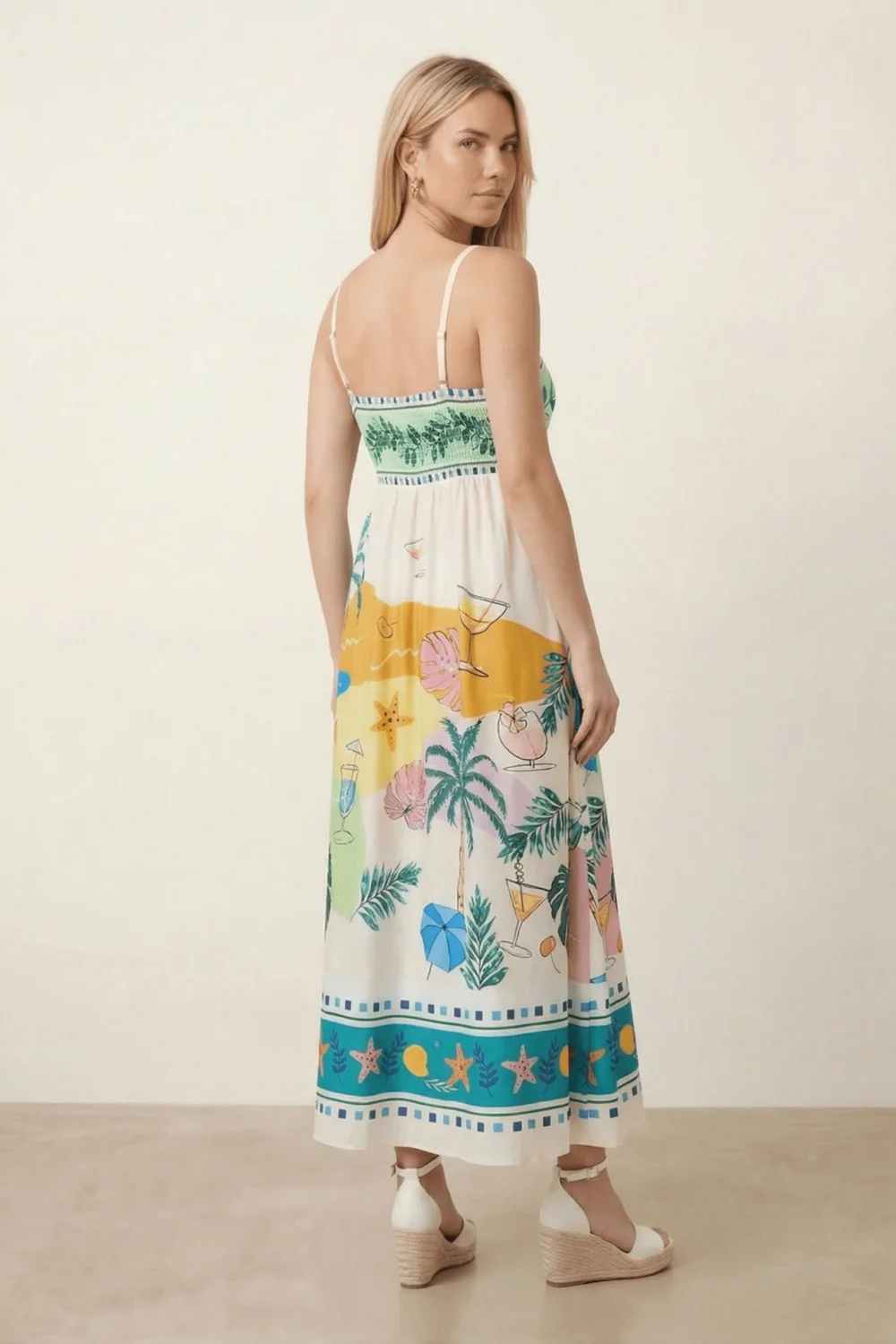 Style Cheat Orange Placement Print Tropical Midi Dress - 10 Image 4