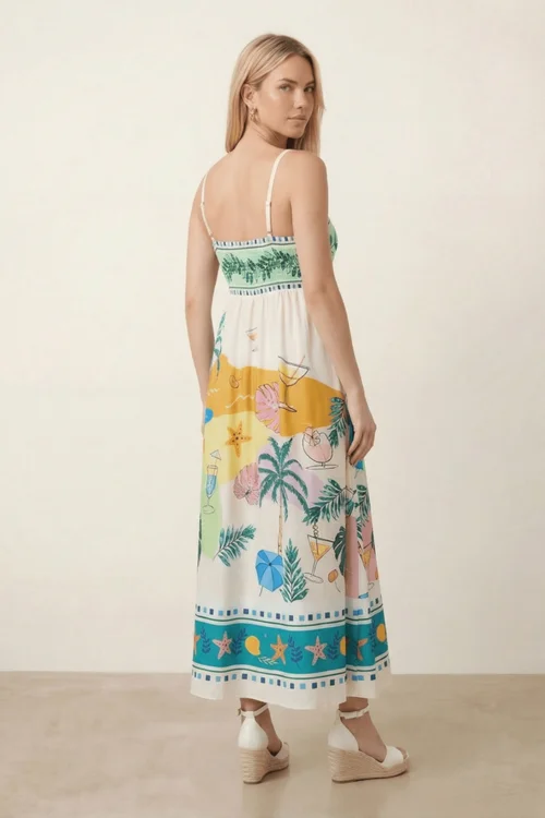 Style Cheat Orange Placement Print Tropical Midi Dress - 10 Image 4