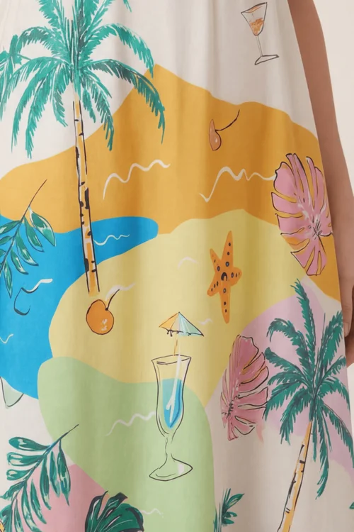 Style Cheat Orange Placement Print Tropical Midi Dress - 10 Image 3