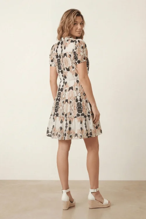 Style Cheat Beige Floral Mini Shirt Dress - 8 Image 4