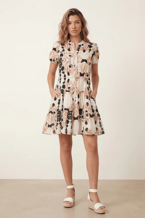 Style Cheat Beige Floral Mini Shirt Dress - 8 Image 2