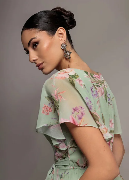 Goddiva Sage Green Flutter Sleeve Chiffon Midaxi Wrap Dress - 8 Image 1