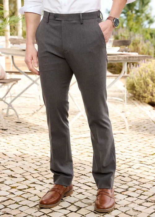 Cotton Traders Gunmetal Smart Textured Trousers - 42/L29 Image 2