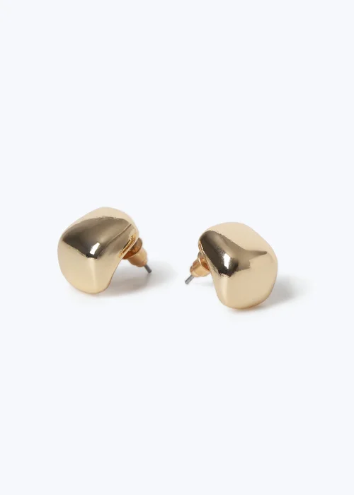 Muse Gold Smooth Stud Earrings - One Size Image 2