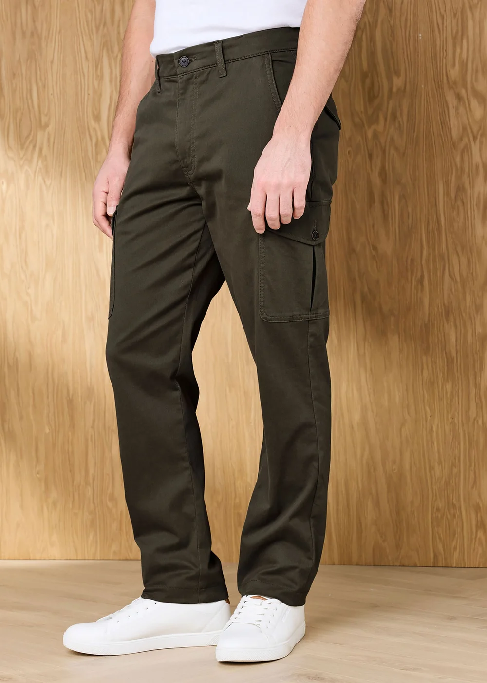 Cotton Traders Dark Khaki Signature Stretch Cargo Trousers - 44/L29 Image 2