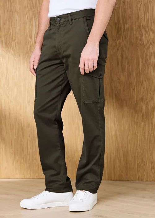 Cotton Traders Dark Khaki Signature Stretch Cargo Trousers - 44/L29 Image 2