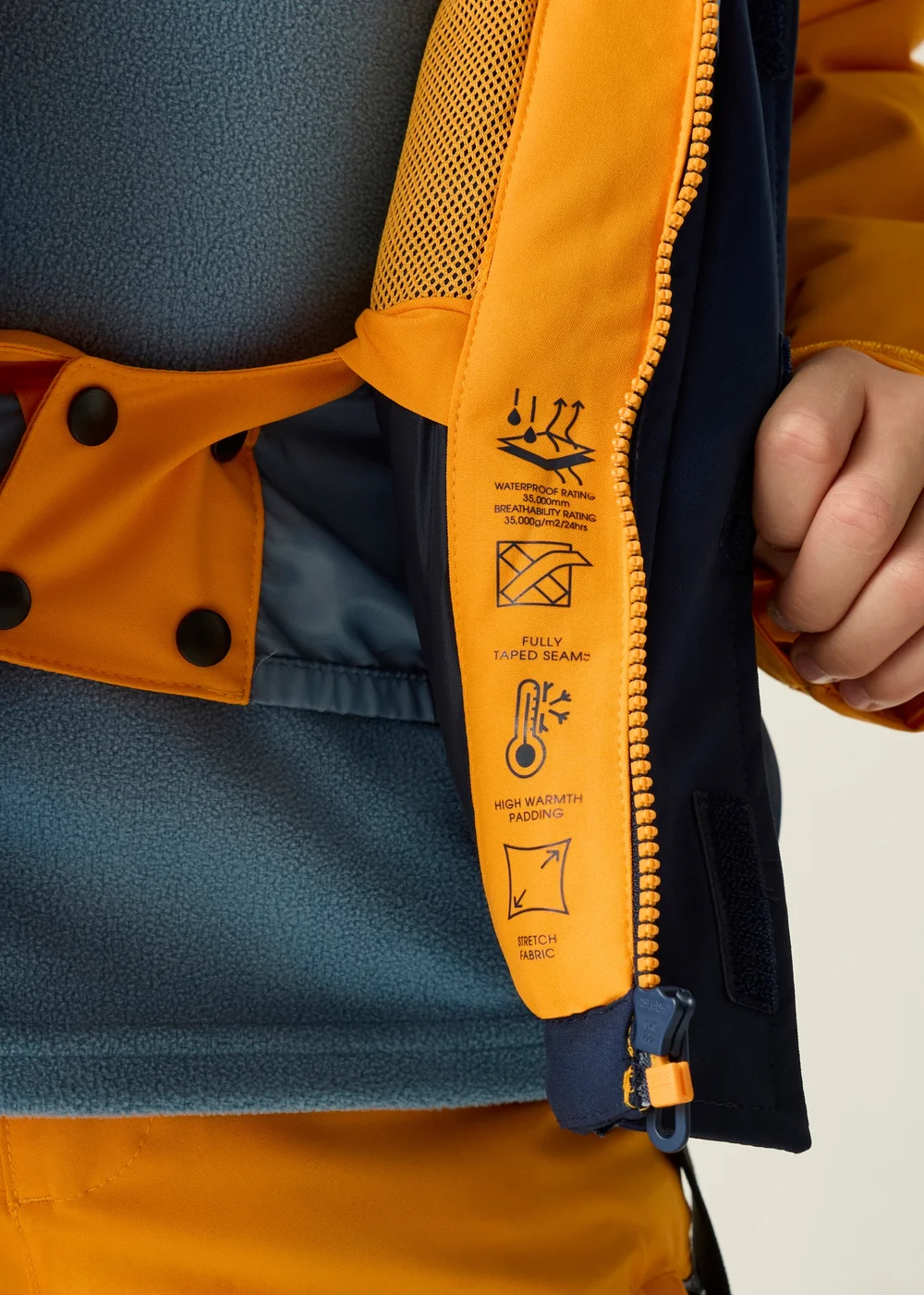 Dare 2b Navy / Orange Send It II Waterproof Jacket (3-13 years) - 3-4 Yrs Image 4