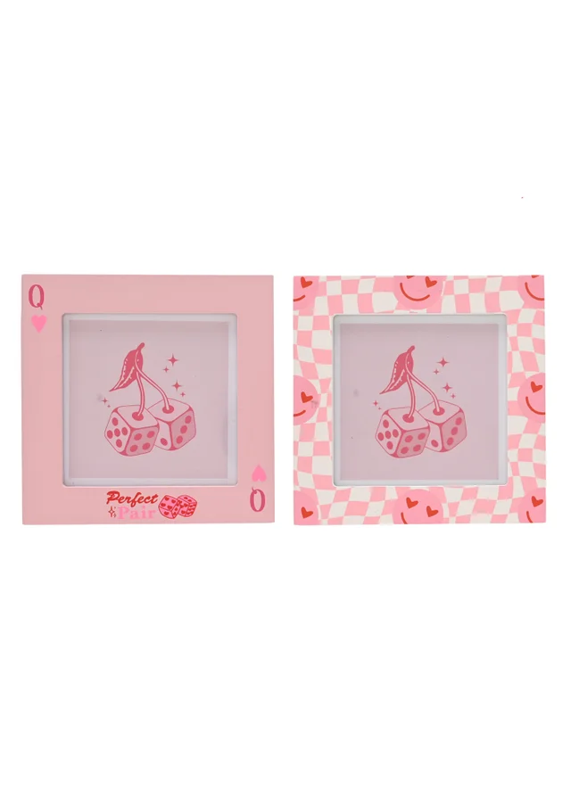 The Feel Good Club Pink Frames Smile & Perfect Pair Set of 2 (4"x 4")