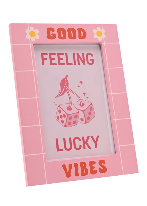 The Feel Good Club Pink Frames Lucky You & Good Vibes Set of 2 (4"x 6") - One Size Image 1