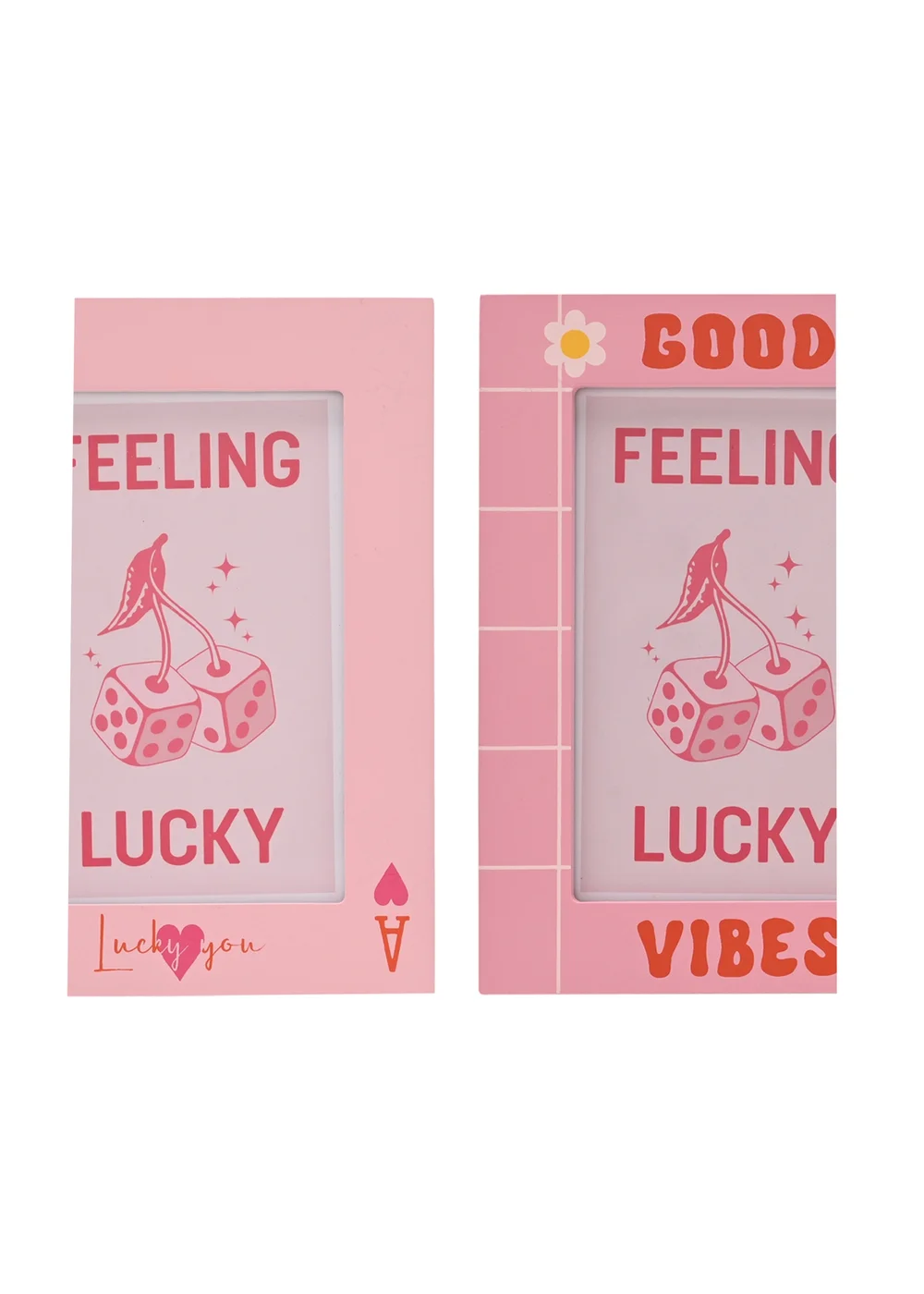 The Feel Good Club Pink Frames Lucky You & Good Vibes Set of 2 (4"x 6") - One Size Image 3