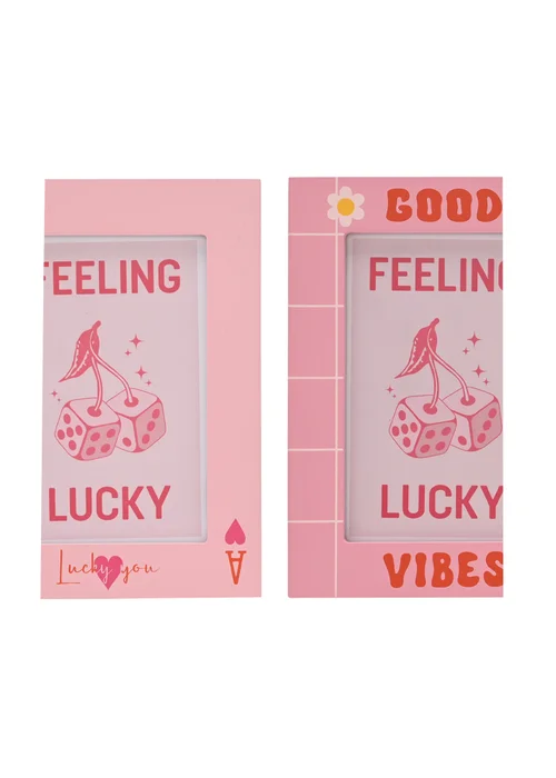 The Feel Good Club Pink Frames Lucky You & Good Vibes Set of 2 (4"x 6") - One Size Image 3