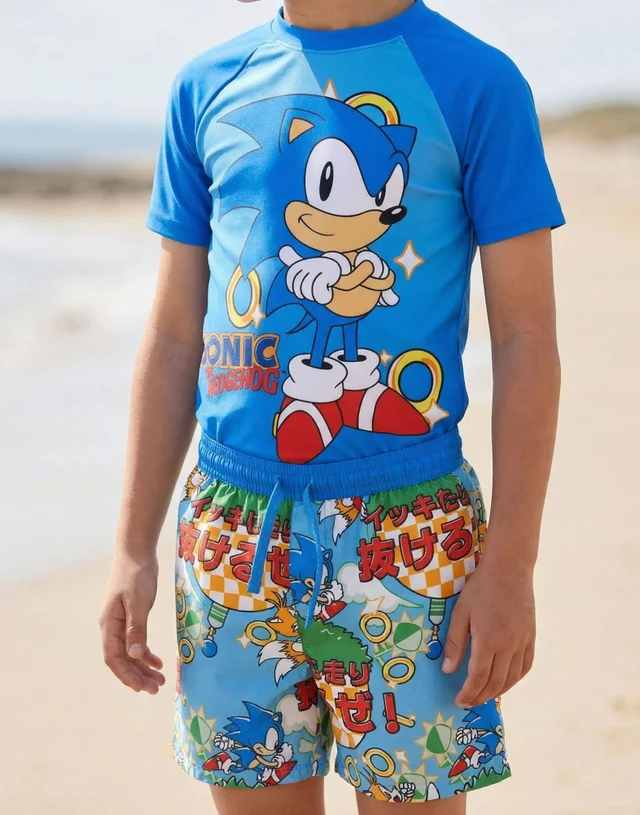 Vanilla Underground Sonic The Hedgehog Boys Blue Gamer 2 Piece Swim Set (4-14 Years)