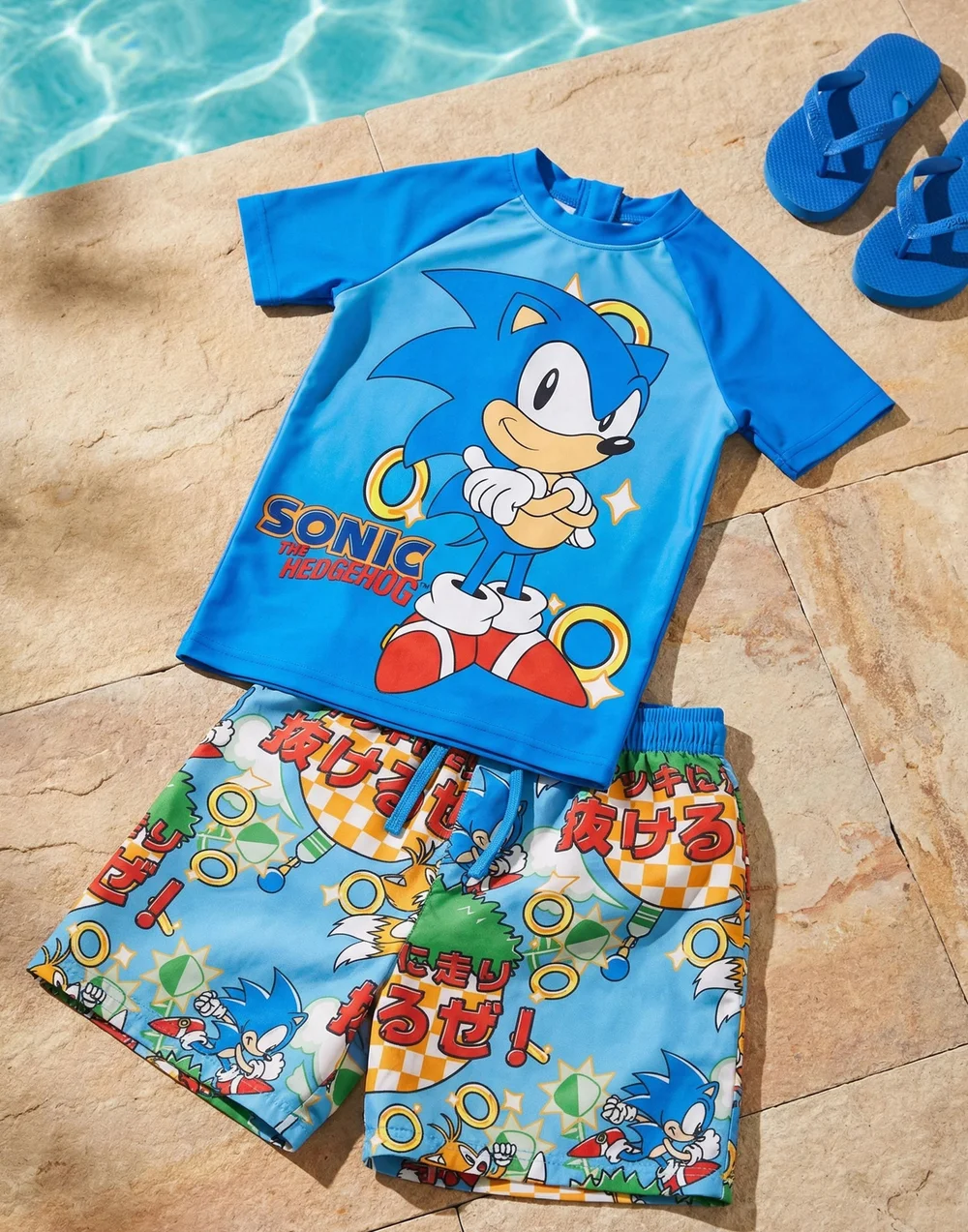 Vanilla Underground Sonic The Hedgehog Boys Blue Gamer 2 Piece Swim Set (4-14 Years) - 5-6 Yrs Image 4