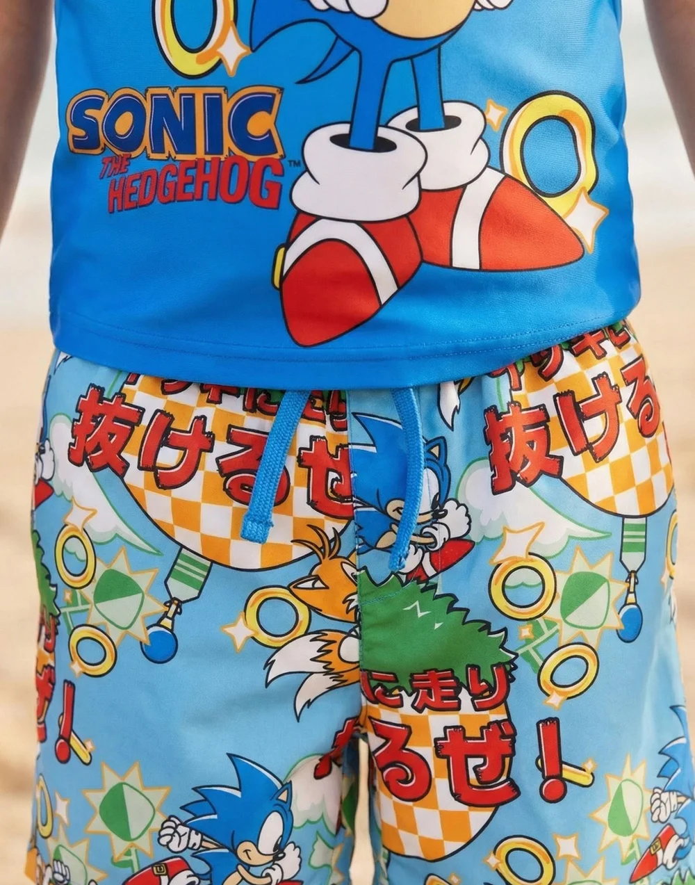 Vanilla Underground Sonic The Hedgehog Boys Blue Gamer 2 Piece Swim Set (4-14 Years) - 5-6 Yrs Image 3