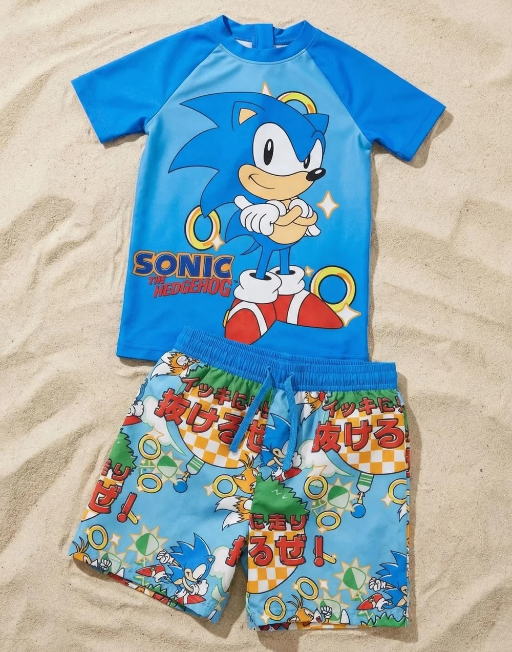 Vanilla Underground Sonic The Hedgehog Boys Blue Gamer 2 Piece Swim Set (4-14 Years) - 5-6 Yrs Image 5