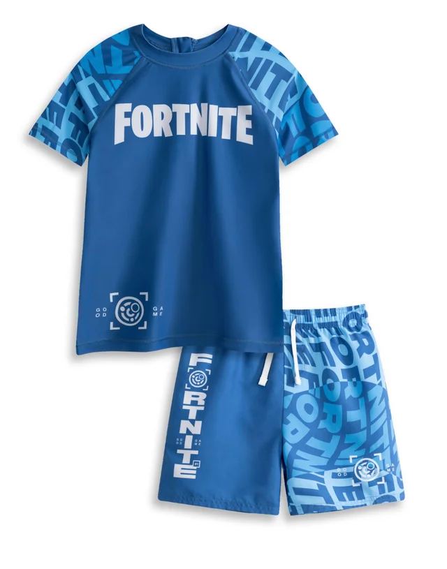 Vanilla Underground Fortnite Boys Blue Logo 2 Piece Swim Set (5-14 Years)