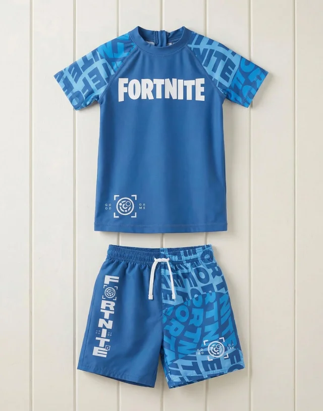 Vanilla Underground Fortnite Boys Blue Logo 2 Piece Swim Set (5-14 Years)