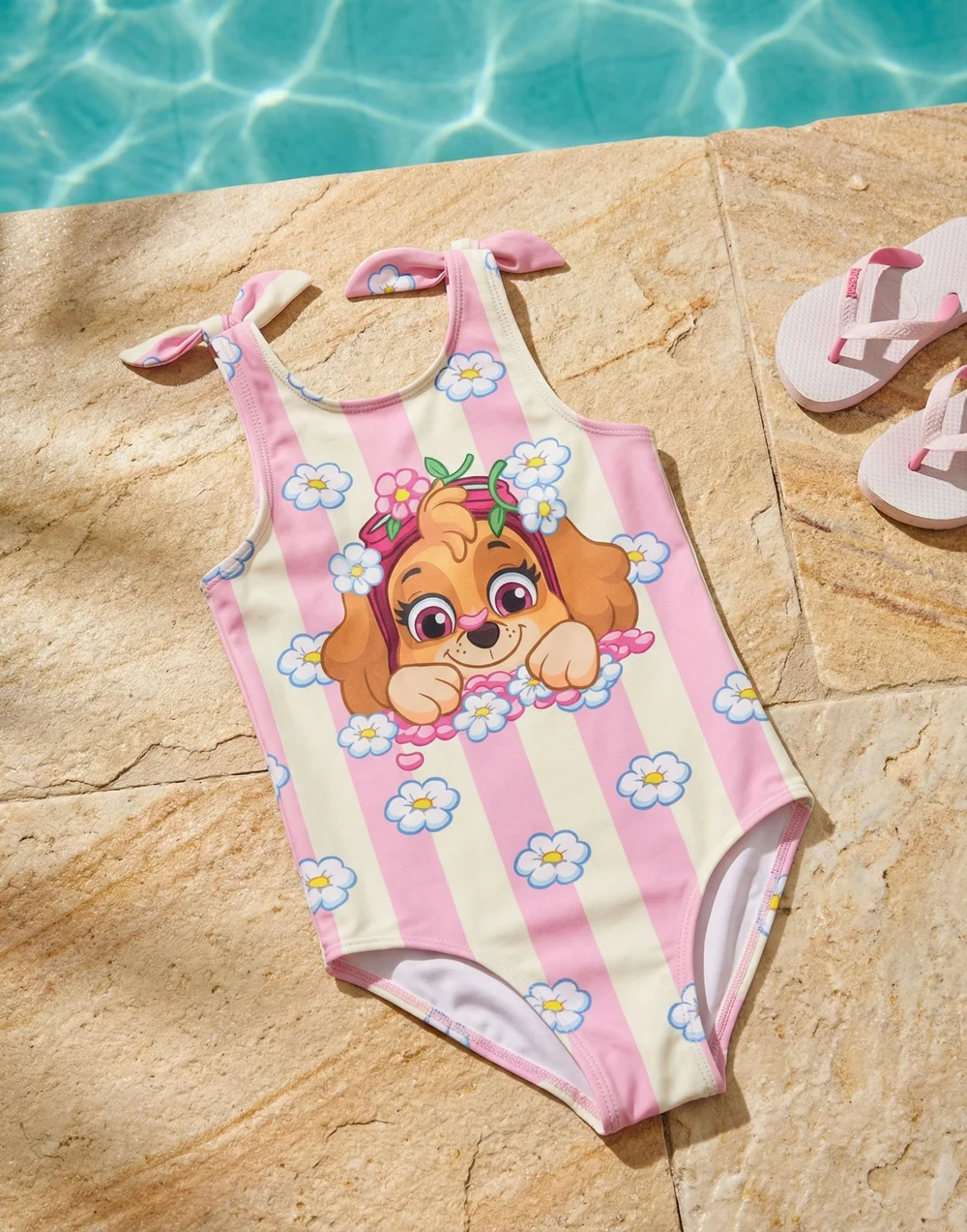 Vanilla Underground Paw Patrol Girls Pink Skye Flowers 1 Piece Swimming Costume (2-7 Years) - 2-3 Yrs Image 5