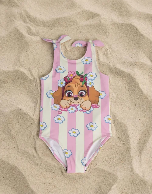 Vanilla Underground Paw Patrol Girls Pink Skye Flowers 1 Piece Swimming Costume (2-7 Years) - 2-3 Yrs Image 4