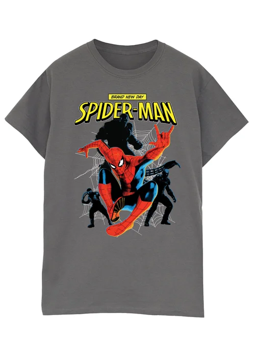 Spiral Galaxy Marvel Spider-Man Brand New Day Jump Charcoal Graphic T-Shirt - S Image 1