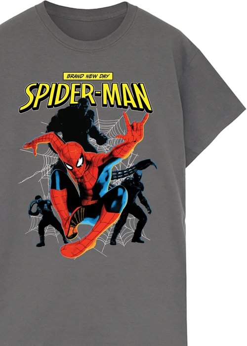 Spiral Galaxy Marvel Spider-Man Brand New Day Jump Charcoal Graphic T-Shirt - S Image 2