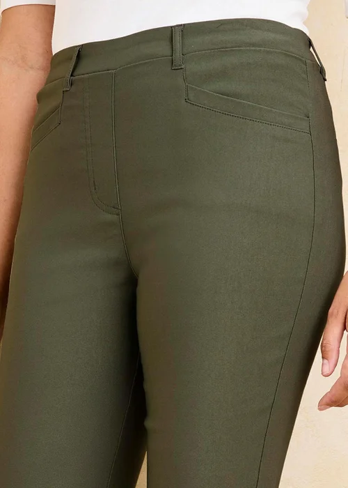 Cotton Traders Khaki Super Stretchy Pull On Slim Leg Trousers - 18 S Image 3