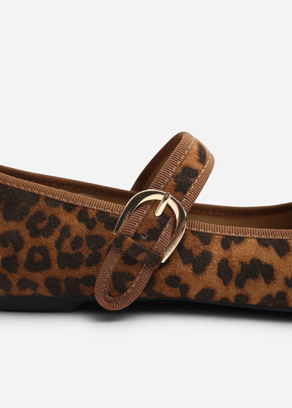 Where's That From Karsyn Leopard Wide Fit Mary Jane Ballet Flats With Buckle Detail - 6 Wide Image 4