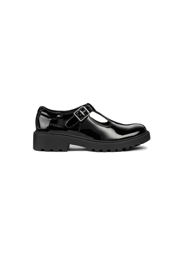 Geox Black Patent Girls J Casey G. E Buckle Shoe (Younger 13 - Older 5)