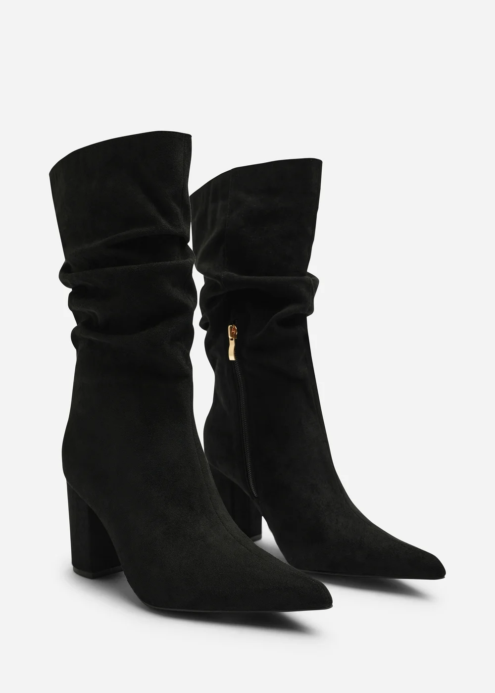 Where's That From Lilyana Black Ruched Heeled Calf Boot - Size 7 Image 3
